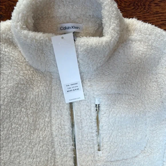 Calvin Klein Cream Teddy Jacket Plush Fleece - Picture 3 of 4